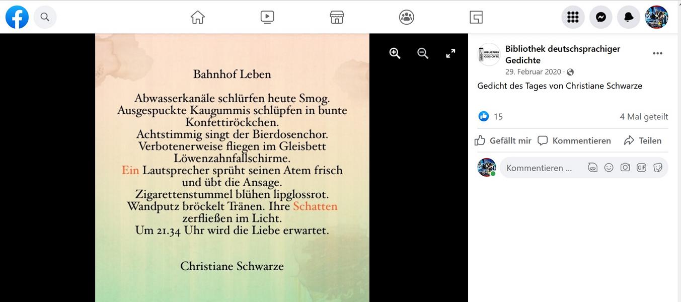 Bibliothek Deutschsprachiger Gedichte: Bahnhof Leben Bibliothek Deutschsprachiger Gedichte: Bahnhof Leben