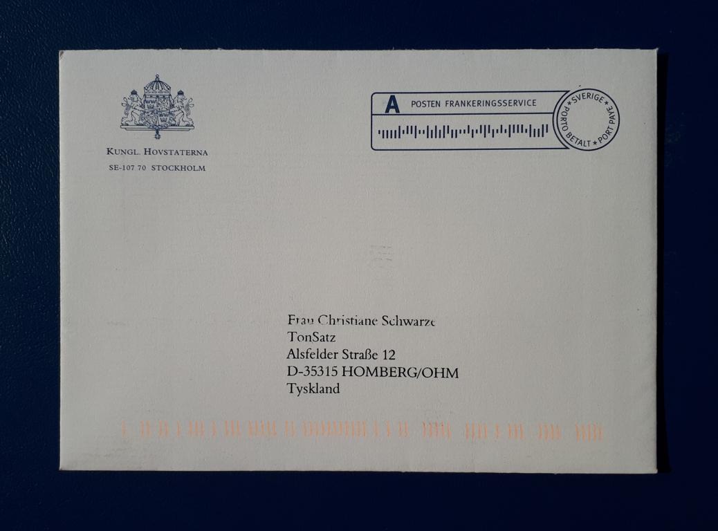 Brief Schwedisches Königshaus