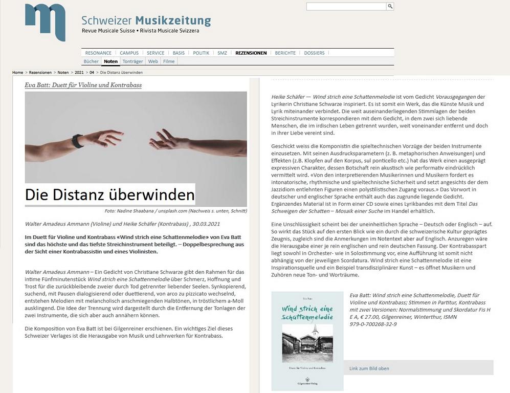 Schweizerische Musikzeitung - Double Review Schweizerische Musikzeitung - Double Review